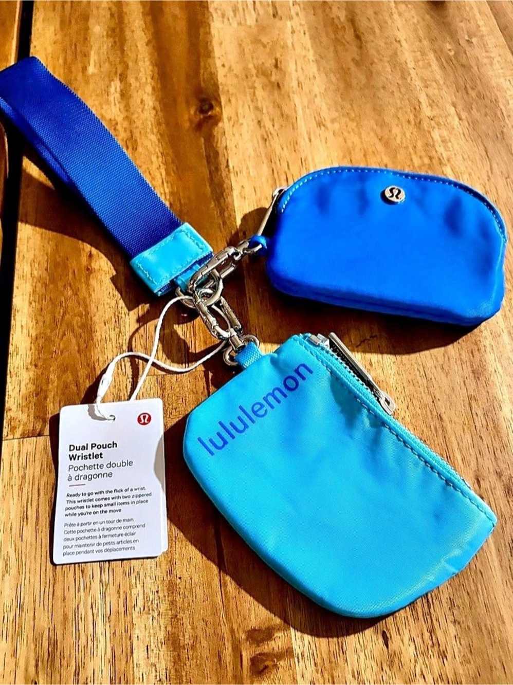 lululemon Dual Pouch Wristlet Blue & Turquoise NWT